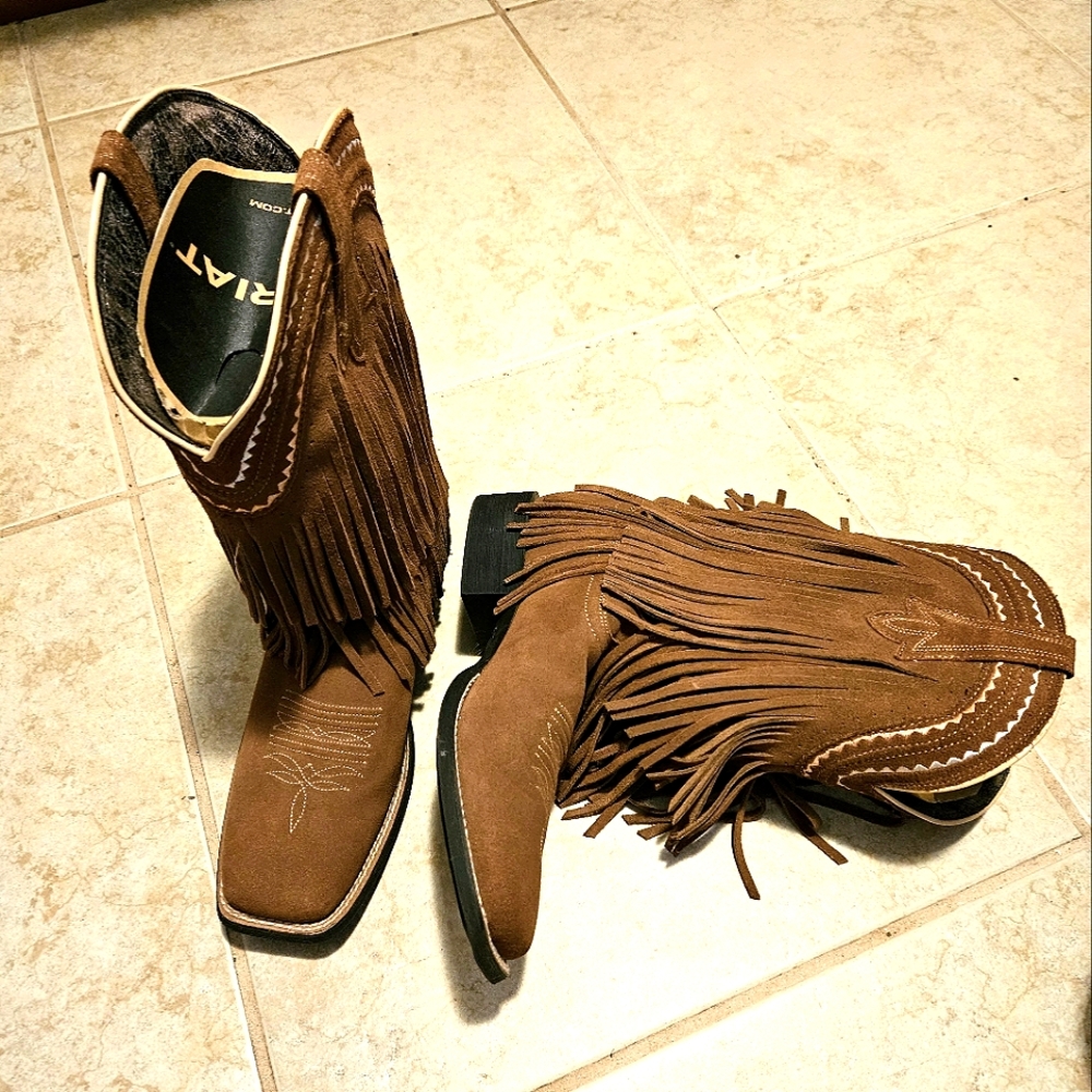Ariat Size 10B Brown Women's Fringed Boots